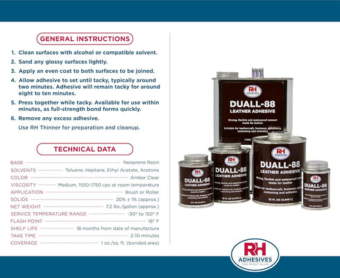 Duall-88 Leather Adhesive, 8 oz. can - RH Adhesives...