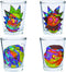 Silver Buffalo Rick and Morty Colorful Abstract Faces 4 Pack Mini Glass Set, 1.5 Ounces...
