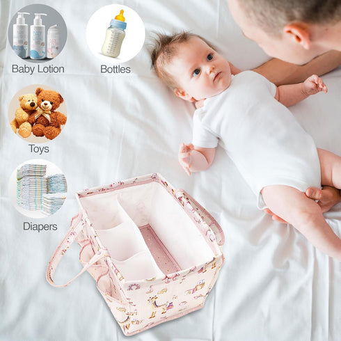 Baby Caddy Diaper Bag - Changing Bag Baby Multi-Function Travel Diaper Caddy Bags for Baby Care, Large Capacity, Stylish and Durable (Pink)...