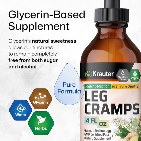 Leg Cramps Tincture with Quinine - Organic Ginger & Chamomile Liquid Extracts for Leg Cramps Relief - Natural Alcohol & Sugar Free Formula - Vegan...
