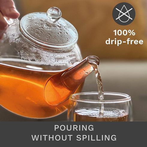 Creano glass teapot 54oz (1600ml), tea maker with integrated stainless steel infuser and glass lid, ideal for preparing loose teas, drip-free, all...