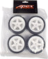 Apex RC Products 1/10 On-Road 12mm White 5 Spoke Wheels V Tread Rubber Tires (Set of 4) #5015...