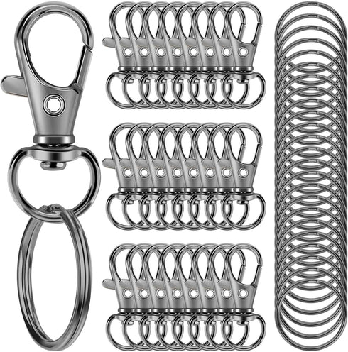 50PCS Metal Lobster Claw Clasp with Key Rings, 25PCS Keychains Clips Hooks and 25PCS Key Chain Rings, Keychain Accessories, Keychain Rings Making ...