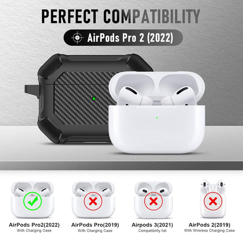 Maxjoy Compatible with AirPods Pro 2 Case Cover with Cleaner Kit, Military Hard Shell Protective Armor with Lock for AirPod Pro 2 Charging Case, F...