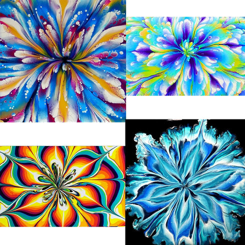 6Pcs Split Cup Flower Pour Cup Silicone Paint Cup Acrylic Pouring Strainers Set for Paint Pouring Capacity Mixing Cups for DIY Pouring Acrylic Pai...