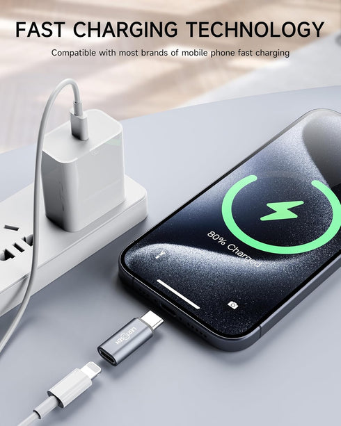 Lightning Female to USB-C Male Adapter & USB-C Female to Lightning Male Adapter (4 Pack) for iPhone Series and More Lightning & USB-C Devices,Supp...