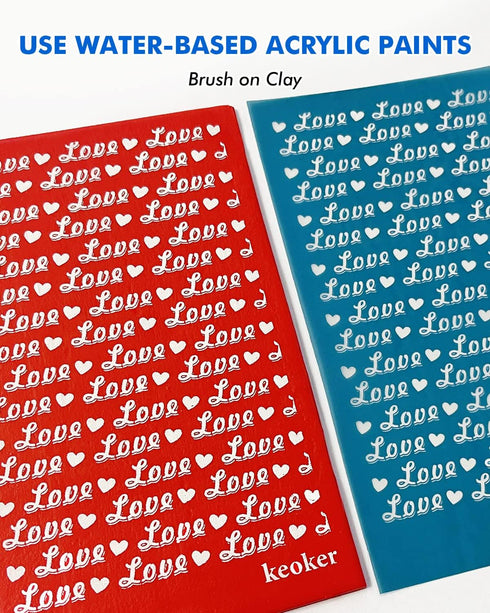 KEOKER Valentines Silk Screen for Polymer Clay, 3PCS Valentine Silk Screen Polymer Clay, Valentines Day Silk Screen Stencils for Polymer Clay, Hea...