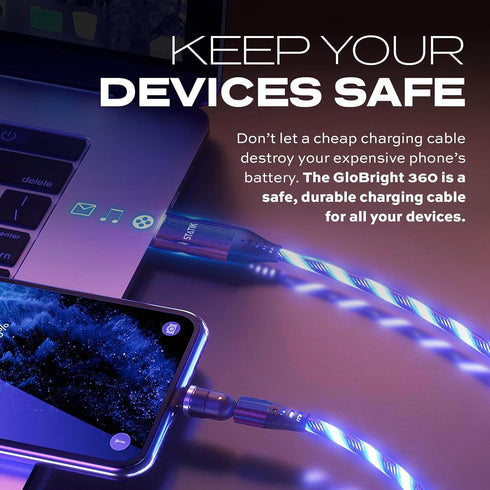 Statik GloBright 360 Magnetic Charging Cable, Light Up Charging Cable, Magnetic USB C Charging Cable, LED Charging Cable, Magnetic Charger Cable, ...