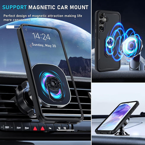Janmitta for Samsung Galaxy A35 5G Case with Tempered Glass Screen Protector,Heavy Duty Shockproof Full Body Protective Cover Built in Rotatable M...