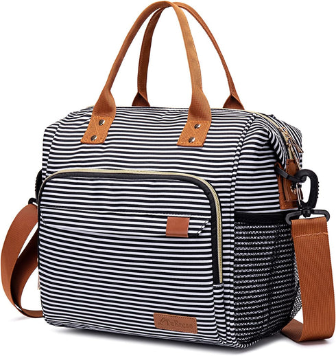 TuErCao Lunch Bag Women Insulated Lunch Box for Work Leakproof Soft Cooler for Picnic Travel Road Trips, Loncheras para Mujer Adult, Stripes...
