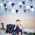 32Ft Deep Blue Party Decorations Royal Triangle Flag Pennant Bunting Fabric Garland for Wedding Birthday Ahoy Achor Nautical Pirate Bridal Baby Sh...