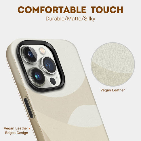 Vegan Leather Magnetic Case for iPhone 15 Pro Max Wireless Charging, MagSafe Compatible, Metal Buttons, Shockproof Protective Phone Case Cover for...