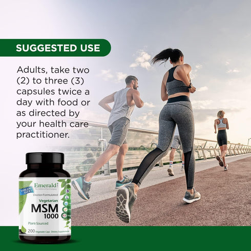 EMERALD LABS MSM 1000mg - Joint, Liver & Immune Support Supplement with Methylsulfonylmethane - Gluten-Free & Additive-Free - 200 Vegetable Capsul...