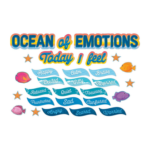 Eureka Seas The Day Ocean of Emotions Mini Bulletin Board Set and Classroom Decorations for Teachers, 31 Pieces...