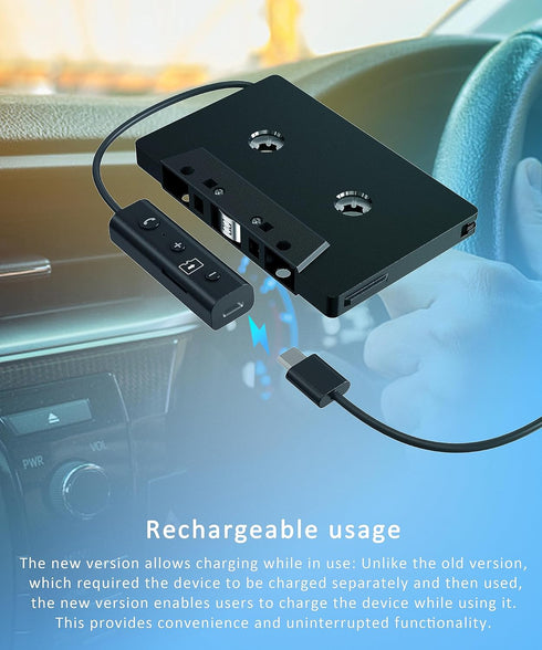 Car Audio Bluetooth Wireless Cassette Receiver, Bluetooth 5.0 Car Audio Stereo Cassette Vehicle Tape Converter Cassette Work While Charging Suppor...
