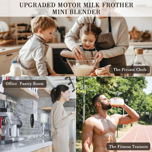 Handheld Milk Frother with Stand, Frother Wand, Electric frother for Coffee Whisk, Hand Mixer Blender Milk Foamer, Drink Mixer, Electric Whisker f...