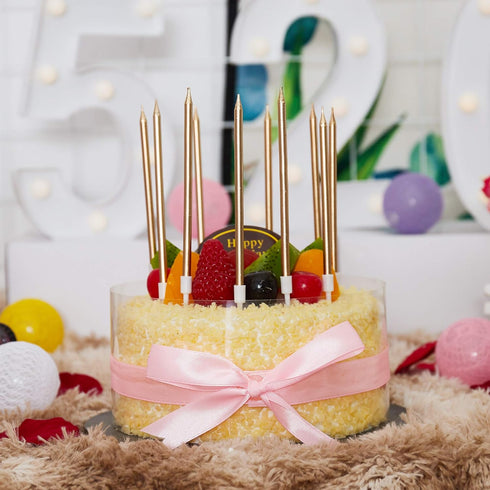 24 Count Metallic Birthday Candles Slow Burning Happy Birthday Cake Candles Long Thin Cake Cupcake Candle in Holders for Lucky Party, Wedding Part...