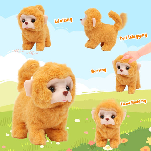 Easfan Walking Monkey Plush Toy Electric Interactive Monkey Stuffed Animal Barking Tail Wagging Head Nodding Monkey Pet Toy Christmas Birthday Gif...