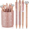 Sabary 8 Pcs Ballpoint Pens with Pen Holder for Desk Metal Crystal Diamond Pen Glitter Pencil Holder Fancy Pens Black Ink Bling Desk Organizer for...