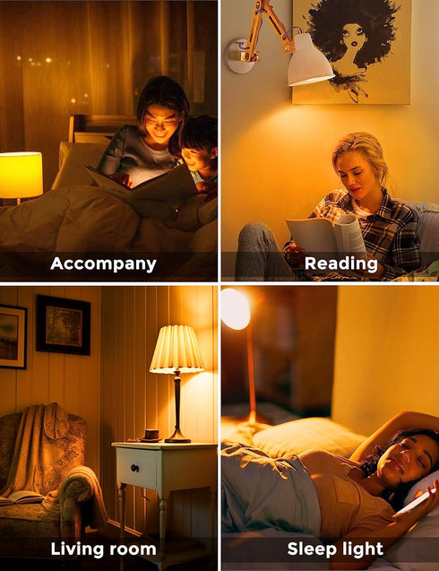 L LOHAS LED Sleep aid Amber Light Bulbs, Blue Light Blocking, A19 9W(60 Watt Equivalent) Dim Light Bulbs, 1800K Warm Light Bulb, E26 Base, 4 Pack...