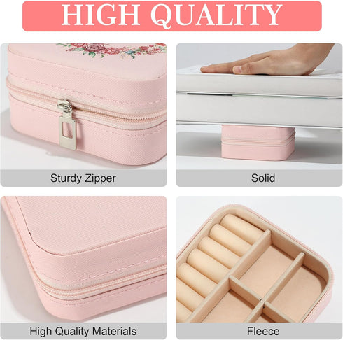Travel Jewelry Case - Small Initial Jewelry Holder Organizer | Pink Travel Jewelry Box Women Girl | Earring Organizer | Birthday Gift | Personaliz...
