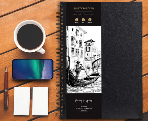 Artist’s Sketchbook Hardcover – 200GSM Very Thick Paper – Large, Spiral Sketch Book for Drawing and Mixed Media – Sketch Pad, Art Book - 11.4 x16....