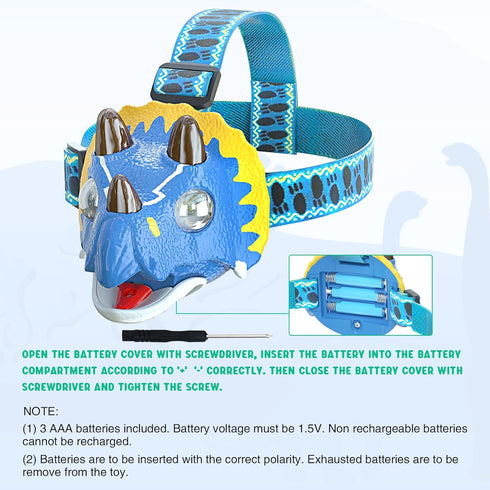 SEVENKA Kids Headlamp, LED Headlamp Flashlight for Kids, Outdoor Head Lamp Toy for Boy/Girl, Roar/Mute, 4oz Lightweight Headlight Camping Gear, To...