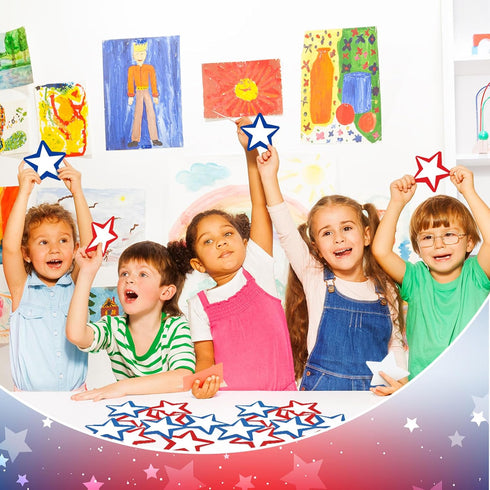 150 Pcs Star Creative Cutouts Paper 4 Inches Star Bulletin Board Decorations Red White and Blue 4th of July Classroom Die Cuts for Independence Da...