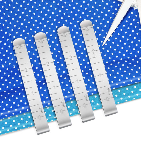 WXJ13 30 PCS Sewing Clips 3 Inches Measurement Ruler Quilting Supplies Stainless Steel Hemming Clips Metal Hemming Tool for Fabric Marking Pinning...