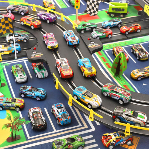 Toy Cars for Kids, 24Pcs Race Cars Pull Back Cars Playsets with Storage Bags,Party Favors Kids Prizes Fillers Bulk Gifts for Boys and Girls Car Ga...