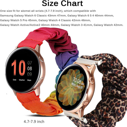 Miimall 20mm Scrunchie Band for Samsung Galaxy Watch FE 40mm, Lightweight Breathable Elastic Strap for Galaxy Watch 7/6/5/4 40mm 44mm, Classy Gala...