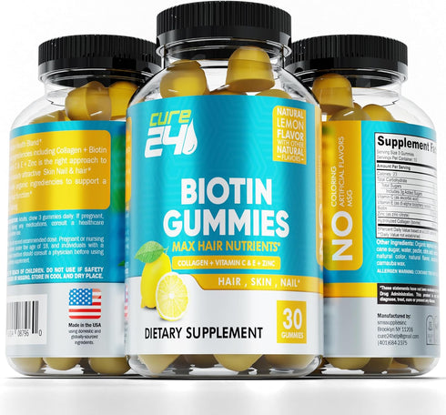 Biotin Gummies with Vitamin C, E, Collagen, and Zinc, biotin gummies for hair growth, Nail, Skin, Support, Made in USA...