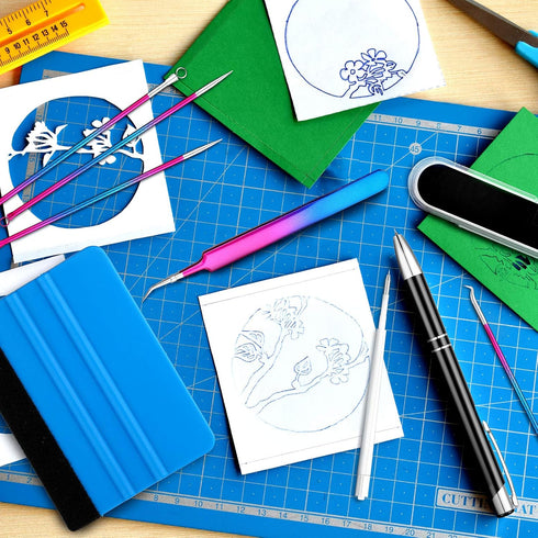 Zonon 8 Pieces Pin Pen Weeding Tool, Craft Vinyl Tool Kit, Includes Air Release Pen, Vinyl Squeegee, Vinyl Tweezers Weeders for Lettering, Cutting...