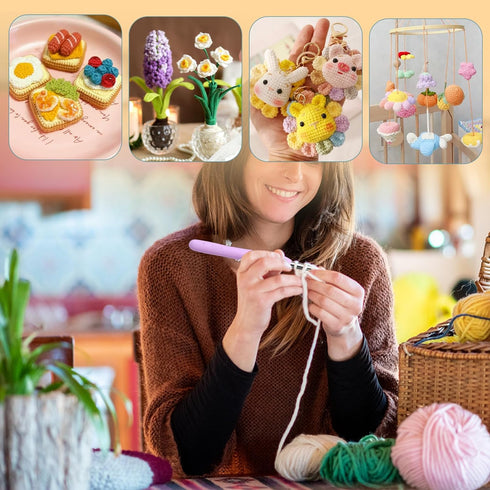 38 Pack Crochet Hooks Set, 13 Pcs 2mm(b)-10mm(n) Ergonomic Soft Grip Crochet Handles, Crochet Needle with Storage Case, for Arthritic Hands, Extra...