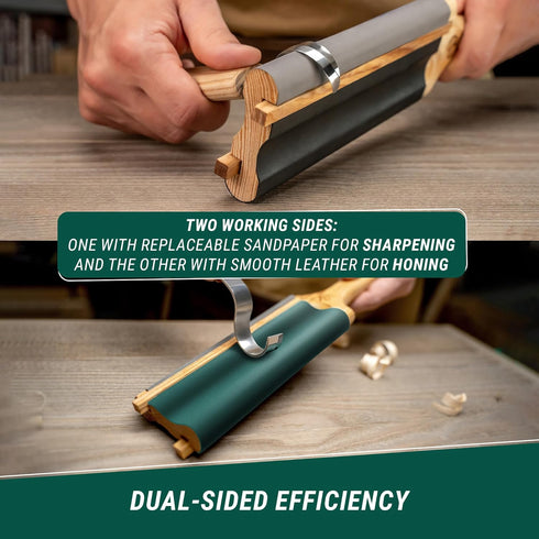 BeaverCraft LS5P1 Wood Carving Strop Wood Carving Gouge Hook Knife Sharpening Honing Tools Strop Stropping Kit Leather Paddle Strop Spoon Carving ...