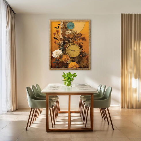Posterizer 1 pcs-vintage cosy collage with old watches and flowers-Abstract & Modern Art-Floral & Botanical Art-Gift for Art Lovers- UNFRAMED Wall...