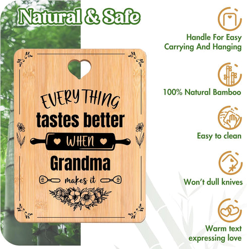 Grandma Birthday Gifts - Engraved Bamboo Cutting Board Gifts for Grandma, Grandma Gifts with Touching Sayings, Birthday Gifts for Grandma Nan Nann...