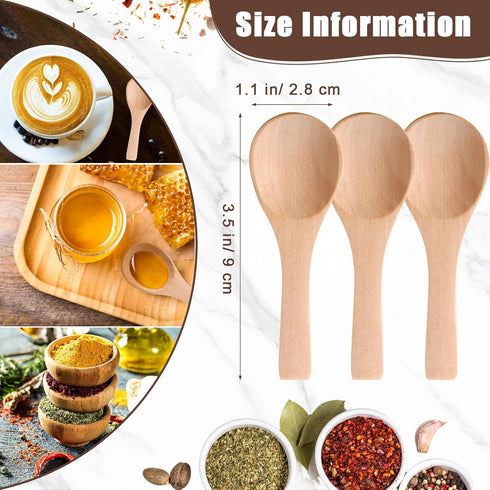 Boao 50 Pcs Small Wooden Spoons, 3.5'' L, Mini Wood Natural Tiny Spoons Wooden Little Teaspoons for Jars Sugar Creamer Honey Spices Salt Kitchen S...