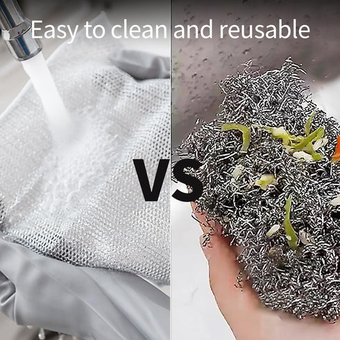 Double Layer Multipurpose Non-Scratch Wire Dishcloth - Soft Wire Dishwashing Rags Safe for Non Stick Cookware for Dishes, Sinks, Counters, Stove T...