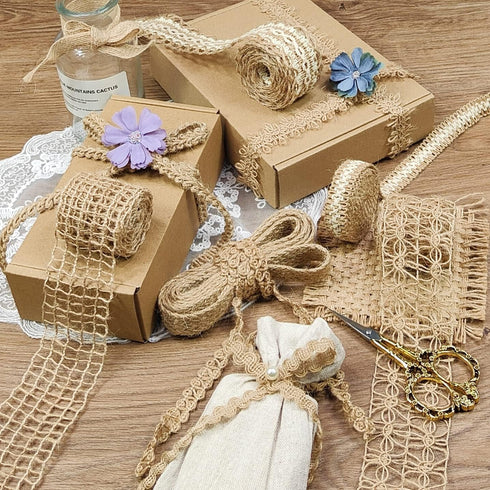 15Yards 13mm/0.51 inch Wide of Jute Ribbons, Ribbons Lace Craft Ribbon Net DIY Sewing Craft Gifts Wrapping Party Holiday and Rustic Wedding Decora...