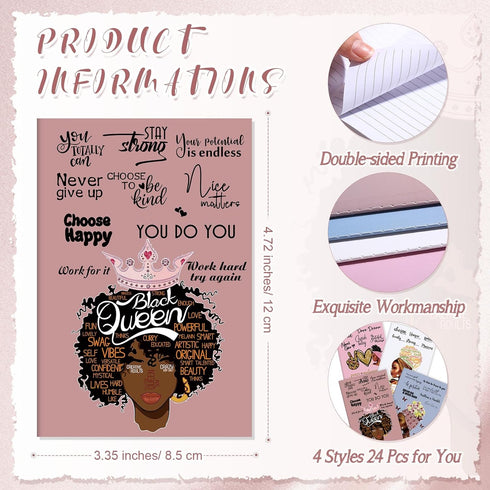24 Pieces Black Women Journals for Writing Inspirational African American Notebooks Gifts Mini Motivational Journal Lined Notepads for Black Women...