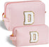 Birthday Gifts for Women Her, Initial D Travel Cute Makeup Bag Large Capacity Make Up Bag Cosmetic Bag for Women Toiletry Bag Skincare For Teens P...