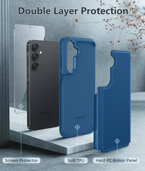 FNTCASE for Samsung Galaxy A35-5G Case: Dual Layer Protective Heavy Duty Cell Phone Cover Shockproof Rugged with Non Slip Textured Back - Military...
