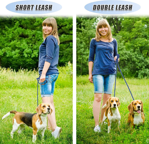 Mile High Life | Dog Rope Leash with Genuine Leather Tailored Connection | Dog Slip Lead | Dual Configuration | with Heavy Duty Metal Sturdy Clasp...