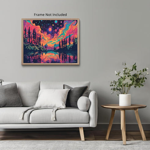 Posterizer 1 pcs- psychedelic funky hippie colorful landscape 4-Abstract & Modern Art-Fantasy & Fiction Art- Living Room Bedroom Decor- unframed w...