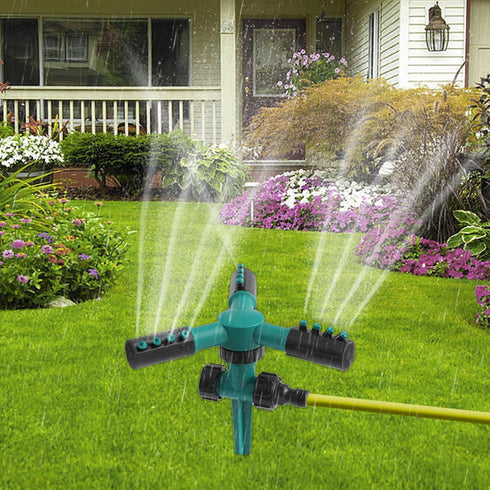 Garden Sprinkler Lawn Sprinkler Large Area Coverage, Adjustable 360 Degree Rotating, Weighted Gardening Watering System (Green)...