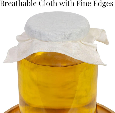 Cornucopia Brands Kombucha Jar Cloth Covers (4-Pack); Unbleached Muslin Cloth Covers w/Rubber Bands, Custom Size for Kombucha Jars...