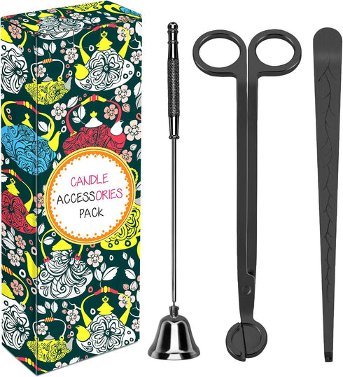 DANGSHAN 3 in 1 Candle Accessory Set - Wick Trimmer, Snuffer, Dipper with Gift Package for Candle Lovers (Black)...