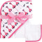 Hudson Baby Unisex Baby Cotton Hooded Towel and Washcloth, Fancy Flamingo, One Size...