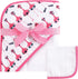 Hudson Baby Unisex Baby Cotton Hooded Towel and Washcloth, Fancy Flamingo, One Size...